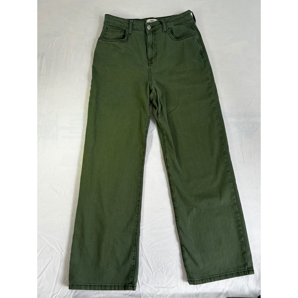 Forever 21 Premium 90's Fit Olive Green Wide Leg High Rise Jeans Size 28
